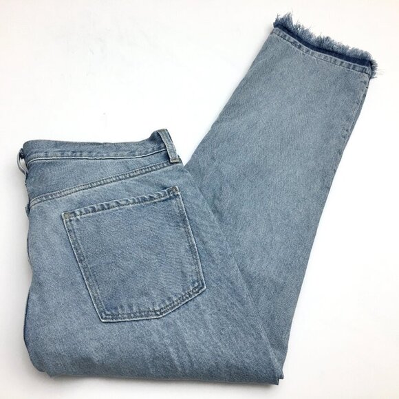 Old Navy Women's Jeans Slouchy Straight Leg High Rise Distressed Button Fly 14 - Picture 9 of 9